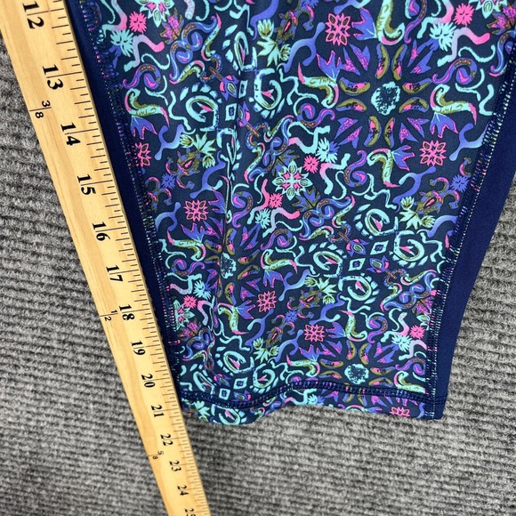 Pro Player Womens XL Capri Leggings Blue Floral Stretch Active Workout Pants - Picture 8 of 11